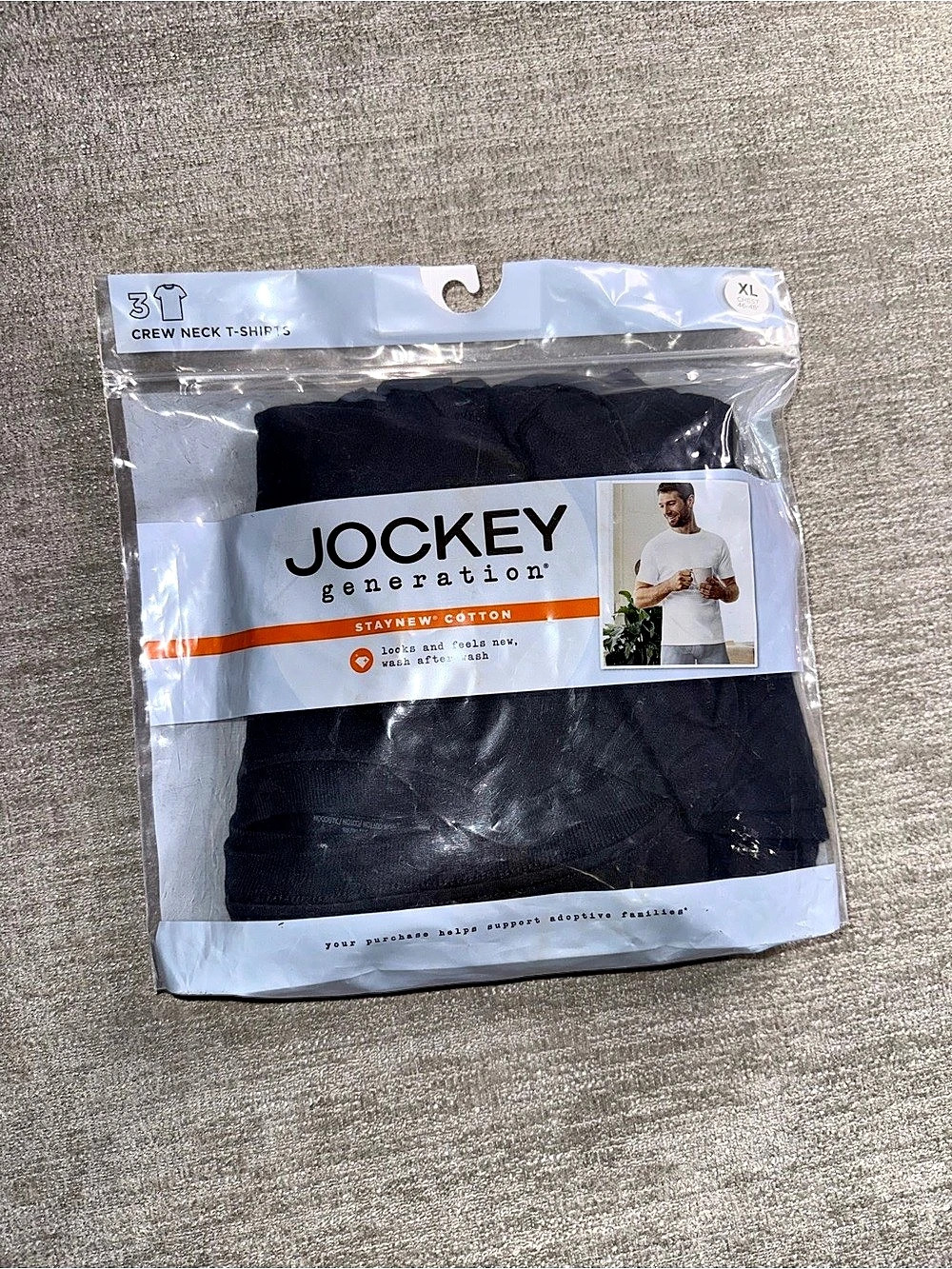 Jockey Staycool+ Cotton Crew Neck T-Shirt Black XL NWT Crew Neck T-Shirt